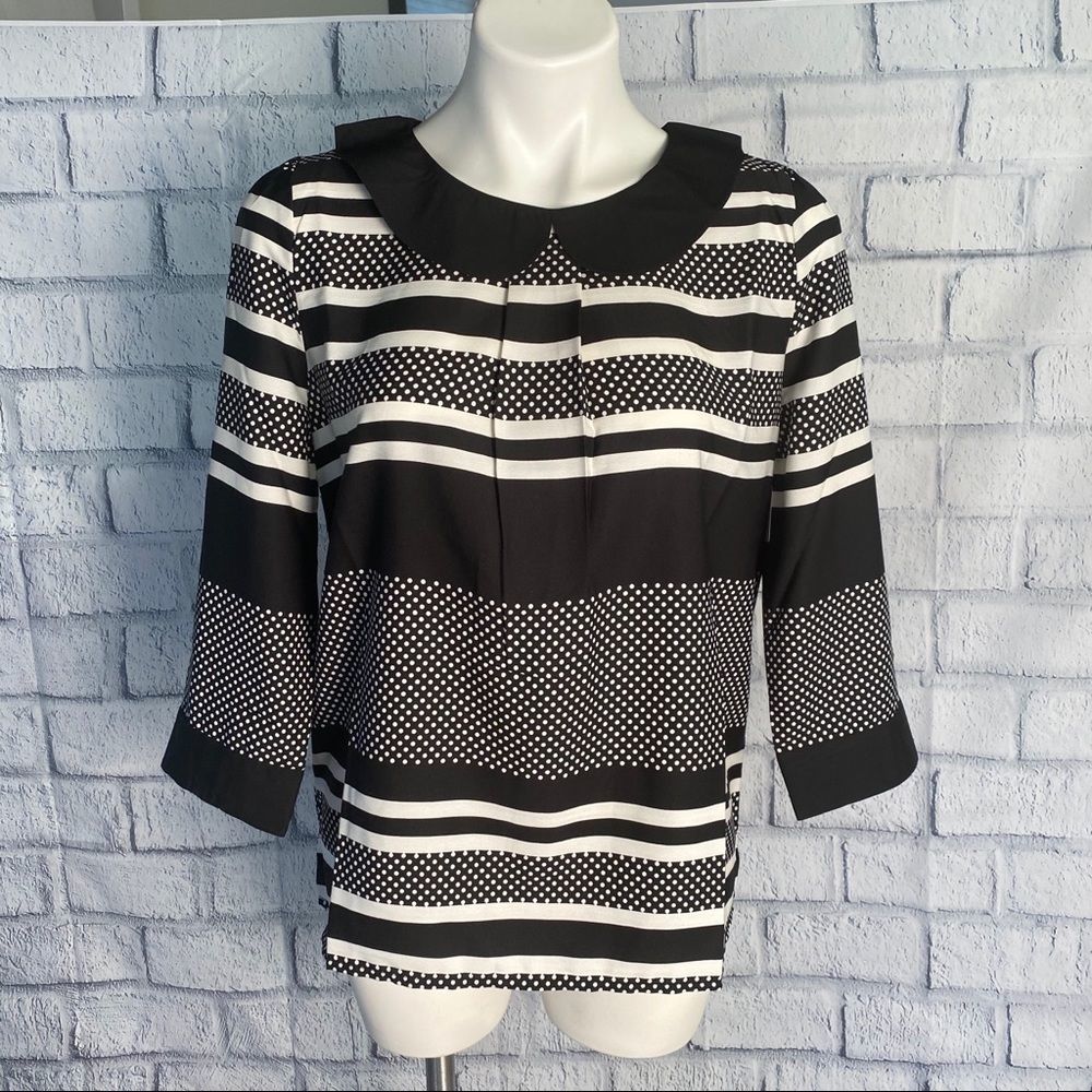 Black and White Striped Women's Top